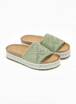 The Fashion Project Σανδάλια με Crochet φάσα και πέρλες - Πράσινο -Κατάστημα TheFashionProject sandalia me crochet fasa kai perles 111722 nz8x