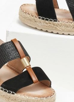 The Fashion Project Σανδάλια Suede με σχοίνινη σόλα - Μαύρο -Κατάστημα TheFashionProject sandalia suede me sxoinini sola 110575 mx33