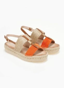 The Fashion Project Σανδάλια Suede με σχοίνινη σόλα - Πορτοκαλί -Κατάστημα TheFashionProject sandalia suede me sxoinini sola 110579 s3w3