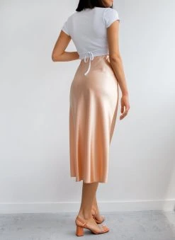 The Fashion Project Φούστα μίντι σατέν - Σομόν -Κατάστημα TheFashionProject saten psilomesi fousta 91784 5k66