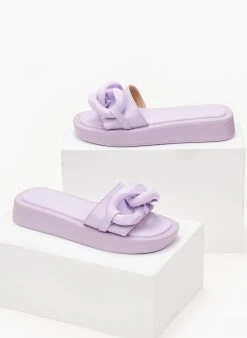 The Fashion Project Flatform με κοκάλινους κρίκους - Λιλά -Κατάστημα TheFashionProject slides me kokalinous krikous 102761 b6ef