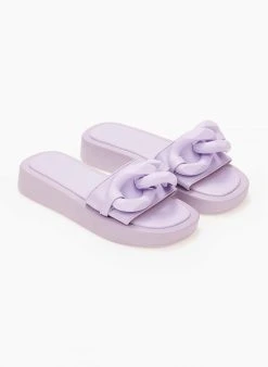 The Fashion Project Flatform με κοκάλινους κρίκους - Λιλά -Κατάστημα TheFashionProject slides me kokalinous krikous 102761 k8ii