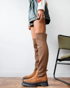 The Fashion Project Μπότες κάλτσα πάνω από το γόνατο - Ταμπά -Κατάστημα TheFashionProject suede mpotes kaltsa panw apo to gonato 96979 873k