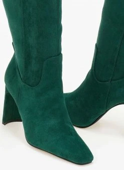 The Fashion Project Μπότες Suede με φαρδύ τακούνι - Κυπαρισσί -Κατάστημα TheFashionProject suede mpotes me fardu takouni 106096 roz6