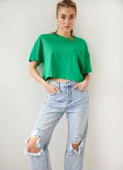 The Fashion Project T-shirt Cropped βαμβακερό - Πράσινο -Κατάστημα TheFashionProject t shirt cropped vamvakero 111075 emsi