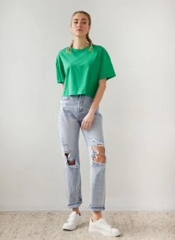 The Fashion Project T-shirt Cropped βαμβακερό - Πράσινο -Κατάστημα TheFashionProject t shirt cropped vamvakero 111075 mk26