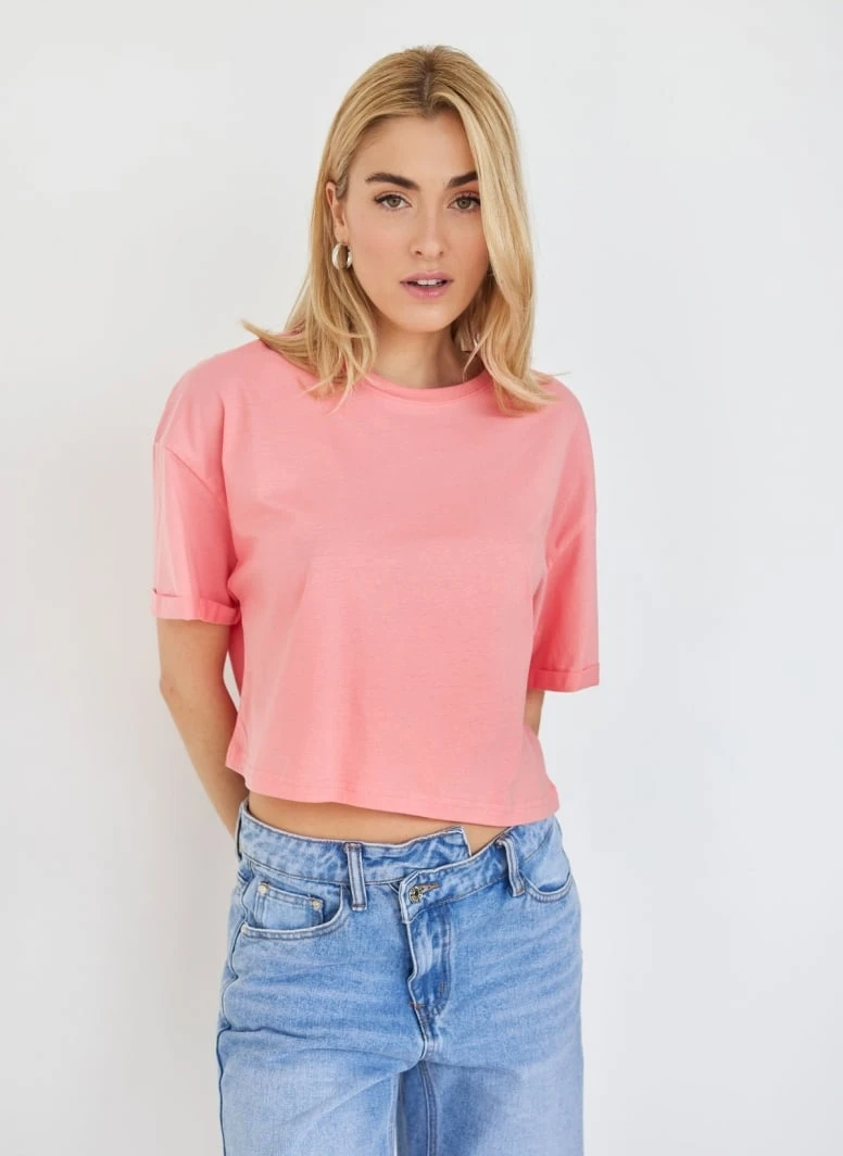 The Fashion Project T-shirt Cropped βαμβακερό - Ροδακινί 4 The Fashion Project T-shirt Cropped βαμβακερό - Ροδακινί - Image 2