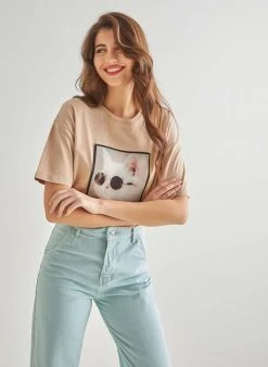 The Fashion Project T-shirt με στάμπα - Μπεζ -Κατάστημα TheFashionProject t shirt me stampa 89989 du8g