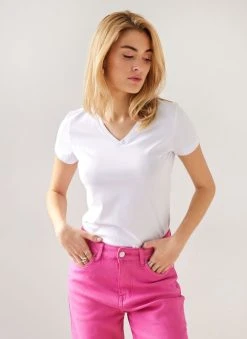 The Fashion Project T-shirt με V Cut λαιμόκοψη - Λευκό -Κατάστημα TheFashionProject t shirt me v cut laimokopsi 111081 fm8b