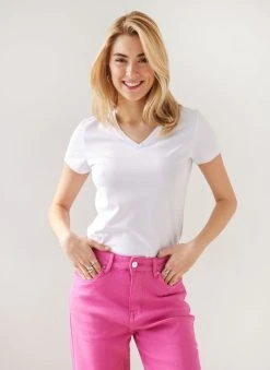 The Fashion Project T-shirt με V Cut λαιμόκοψη - Λευκό -Κατάστημα TheFashionProject t shirt me v cut laimokopsi 111081 rofe