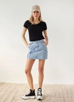 The Fashion Project T-shirt με V Cut λαιμόκοψη - Μαύρο -Κατάστημα TheFashionProject t shirt me v cut laimokopsi 111082 mryr