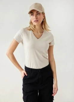 The Fashion Project T-shirt με V Cut λαιμόκοψη - Μπεζ -Κατάστημα TheFashionProject t shirt me v cut laimokopsi 111083 e3ws