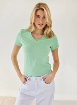 The Fashion Project T-shirt με V Cut λαιμόκοψη - Lime -Κατάστημα TheFashionProject t shirt me v cut laimokopsi 111085 389v