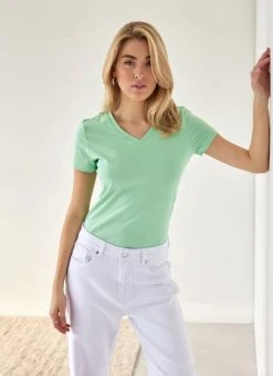 The Fashion Project T-shirt με V Cut λαιμόκοψη - Lime -Κατάστημα TheFashionProject t shirt me v cut laimokopsi 111085 zci4