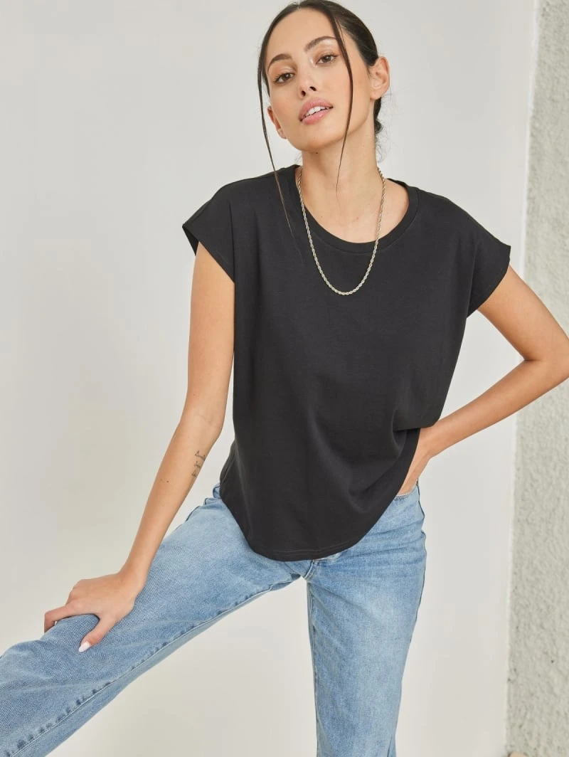 Noobass T-shirt βαμβακερό με λαιμόκοψη - Μαύρο 3 Noobass T-shirt βαμβακερό με λαιμόκοψη - Μαύρο