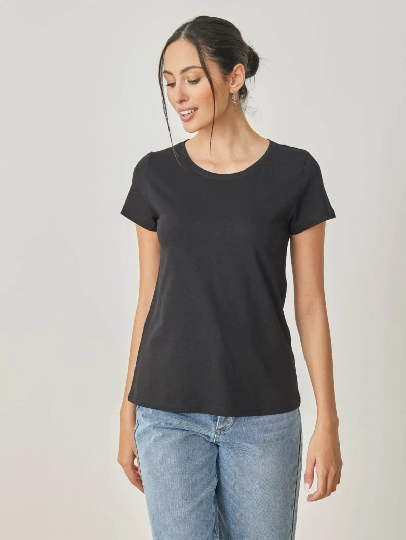 Noobass T-shirt βαμβακερό με στρογγυλή λαιμόκοψη - Μαύρο 4 Noobass T-shirt βαμβακερό με στρογγυλή λαιμόκοψη - Μαύρο - Image 2