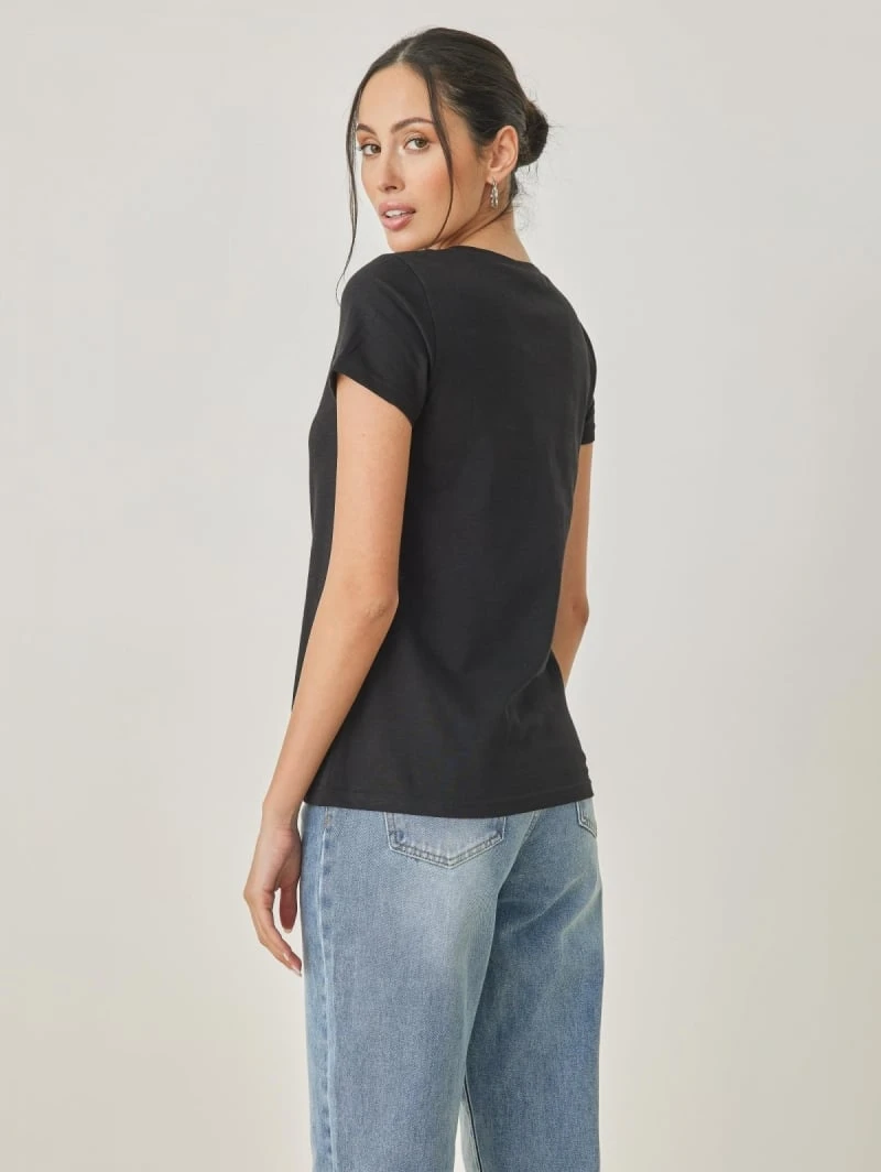 Noobass T-shirt βαμβακερό με στρογγυλή λαιμόκοψη - Μαύρο 5 Noobass T-shirt βαμβακερό με στρογγυλή λαιμόκοψη - Μαύρο - Image 3