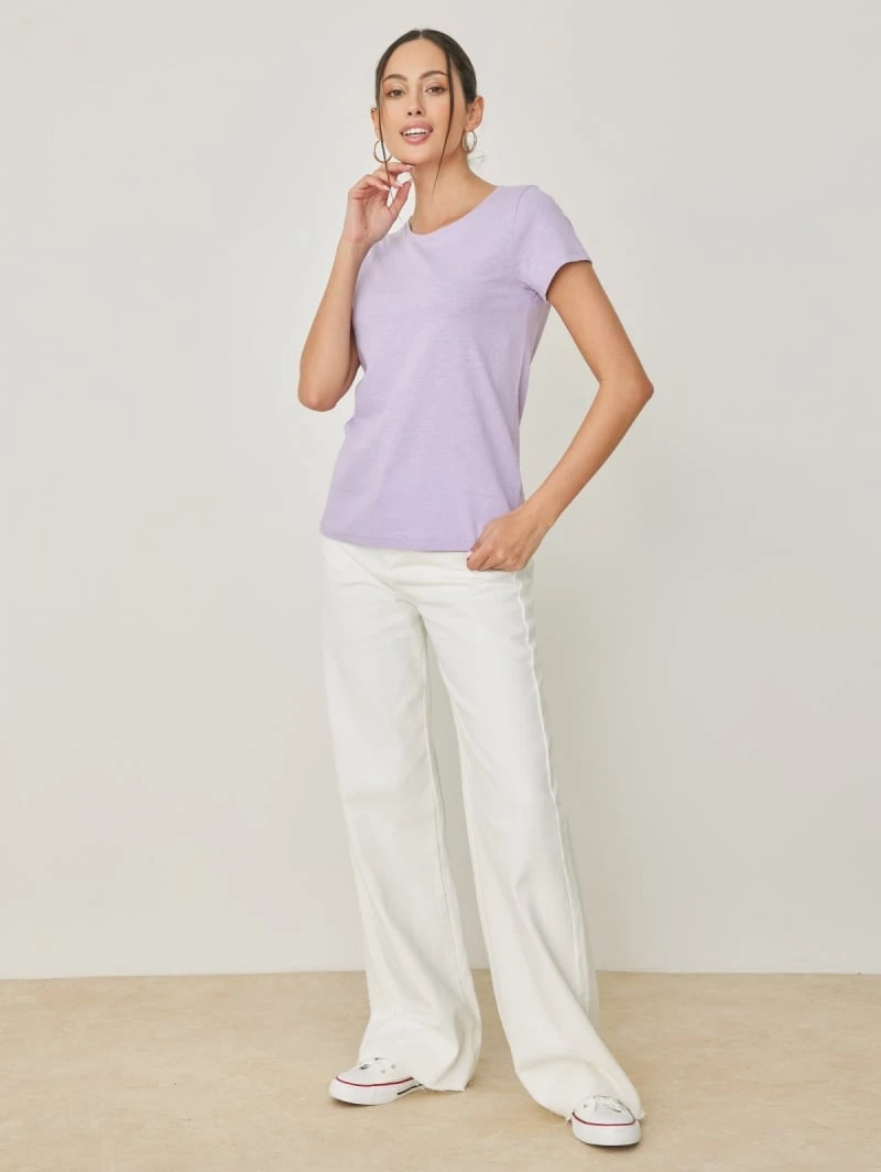 Noobass T-shirt βαμβακερό με στρογγυλή λαιμόκοψη - Λιλά 7 Noobass T-shirt βαμβακερό με στρογγυλή λαιμόκοψη - Λιλά - Image 5