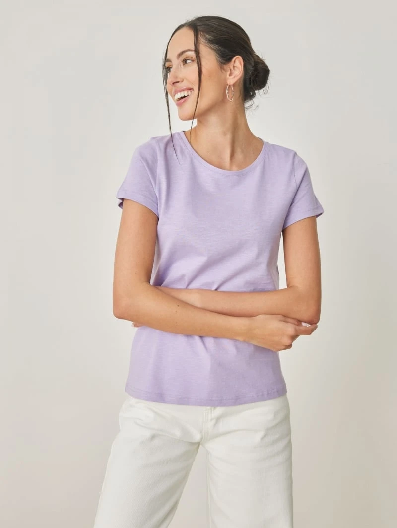 Noobass T-shirt βαμβακερό με στρογγυλή λαιμόκοψη - Λιλά 4 Noobass T-shirt βαμβακερό με στρογγυλή λαιμόκοψη - Λιλά - Image 2