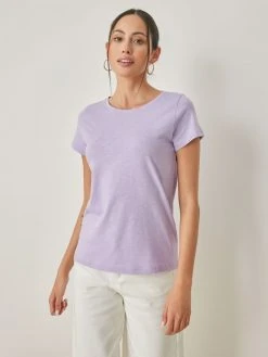 Noobass T-shirt βαμβακερό με στρογγυλή λαιμόκοψη - Λιλά