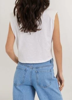 Noobass T-shirt βαμβακερό με βάτες - Λευκό -Κατάστημα TheFashionProject t shirt vamvakero me vates 111103 98bs