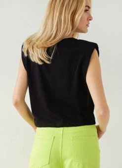 Noobass T-shirt βαμβακερό με βάτες - Μαύρο -Κατάστημα TheFashionProject t shirt vamvakero me vates 111104 y9fp