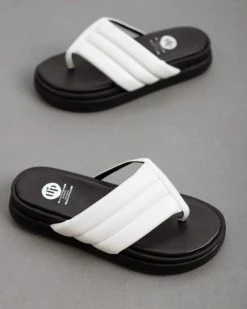 Flatforms καπιτονέ Tfp - Λευκό -Κατάστημα TheFashionProject tfp slides me kapitone sxedio 93571 dy34