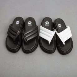 Flatforms καπιτονέ Tfp - Μαύρο -Κατάστημα TheFashionProject tfp slides me kapitone sxedio 93572 n06y