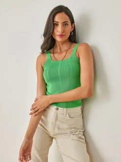 The Fashion Project Μπλούζε με καρέ λαιμόκοψη - Πράσινο -Κατάστημα TheFashionProject top efarmosto me kare laimokopsi 104028 6znh