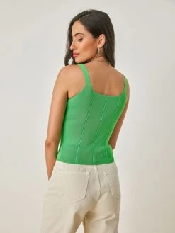 The Fashion Project Μπλούζε με καρέ λαιμόκοψη - Πράσινο -Κατάστημα TheFashionProject top efarmosto me kare laimokopsi 104028 n2i6