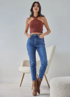 The Fashion Project Μπλούζα με χιαστί λαιμόκοψη - Καφέ -Κατάστημα TheFashionProject top me xiasti halter laimokopsi 108355 x53c