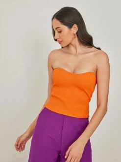 The Fashion Project Μπλούζα Strapless ριπ - Πορτοκαλί -Κατάστημα TheFashionProject top strapless me rip pleksi 103247 i10i