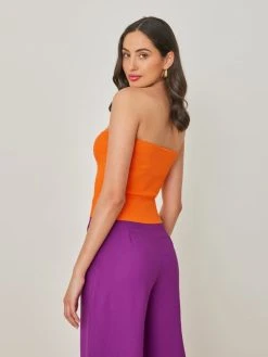 The Fashion Project Μπλούζα Strapless ριπ - Πορτοκαλί -Κατάστημα TheFashionProject top strapless me rip pleksi 103247 rwfv