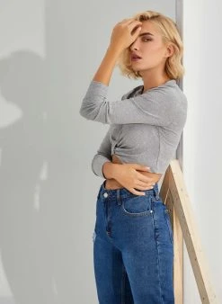 The Fashion Project Τοπάκι ριπ με φιόγκο - Γκρι 7 The Fashion Project Τοπάκι ριπ με φιόγκο - Γκρι -Κατάστημα TheFashionProject topaki rip me fiogko 83041 1ilx