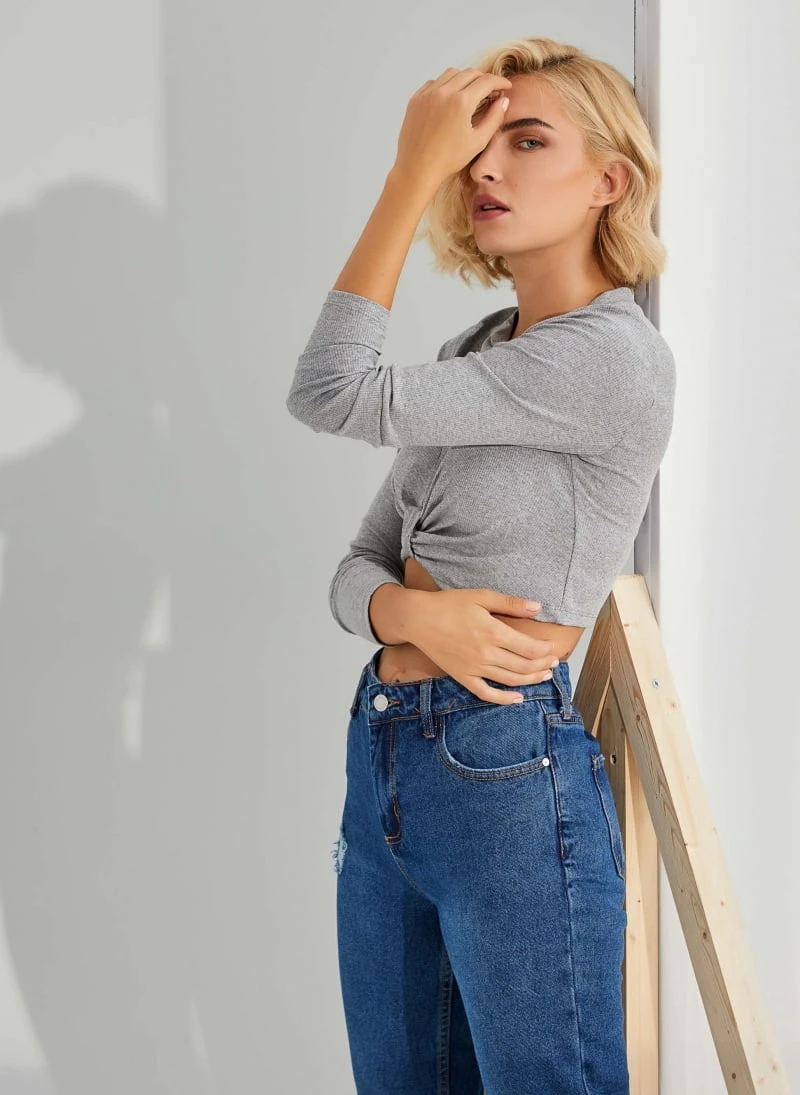 The Fashion Project Τοπάκι ριπ με φιόγκο - Γκρι 4 The Fashion Project Τοπάκι ριπ με φιόγκο - Γκρι - Image 2