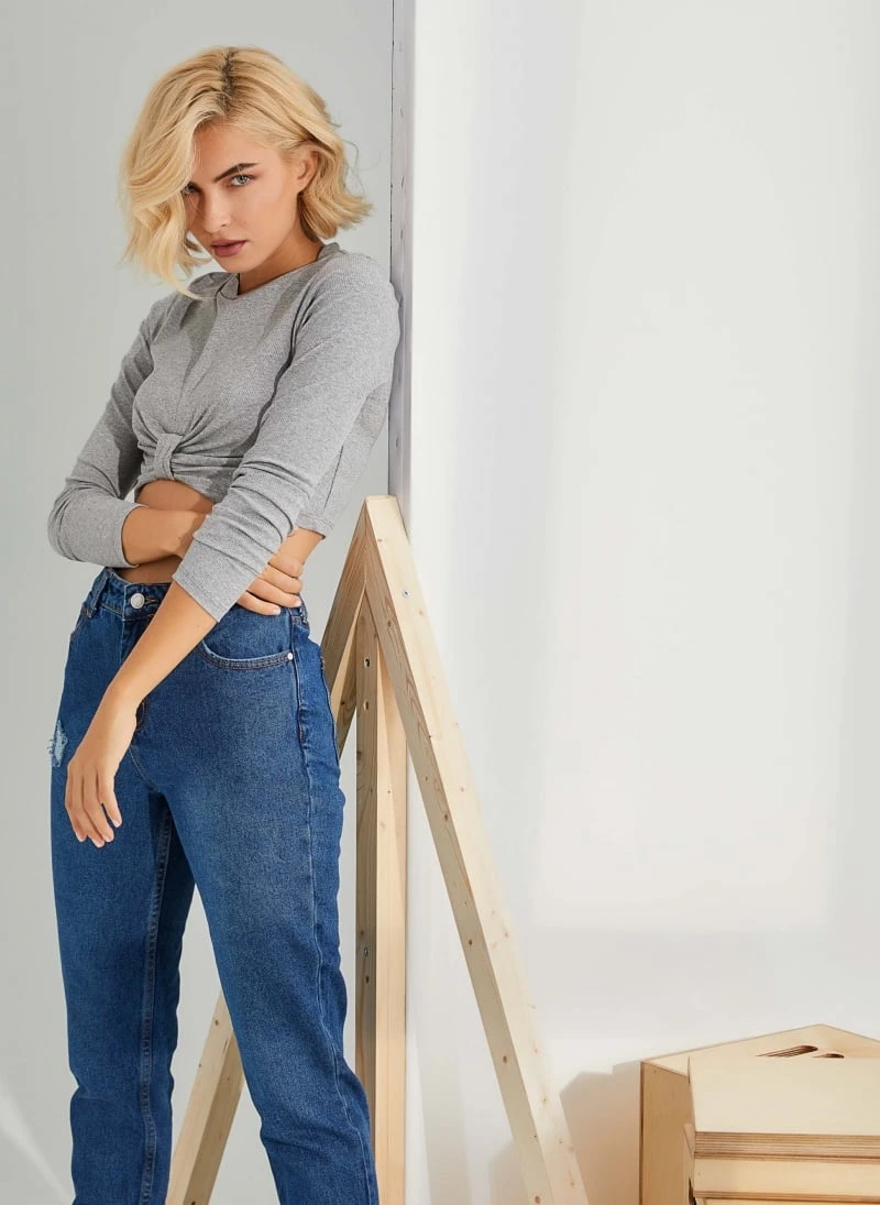 The Fashion Project Τοπάκι ριπ με φιόγκο - Γκρι 5 The Fashion Project Τοπάκι ριπ με φιόγκο - Γκρι - Image 3