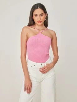 The Fashion Project Μπλούζα ριπ με Halter λαιμόκοψη - Ροζ -Κατάστημα TheFashionProject topaki rip me halter laimokopsi 101952 pgfs