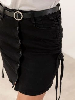 The Fashion Project Φούστα τζιν μίνι με κουμπιά - Μαύρο -Κατάστημα TheFashionProject tzin efarmosti fousta me koumpia 64695 0jrl