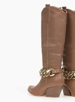 The Fashion Project Μπότες Western με αλυσίδα - Ταμπά -Κατάστημα TheFashionProject western mpotes me alusida 96151 jfp7